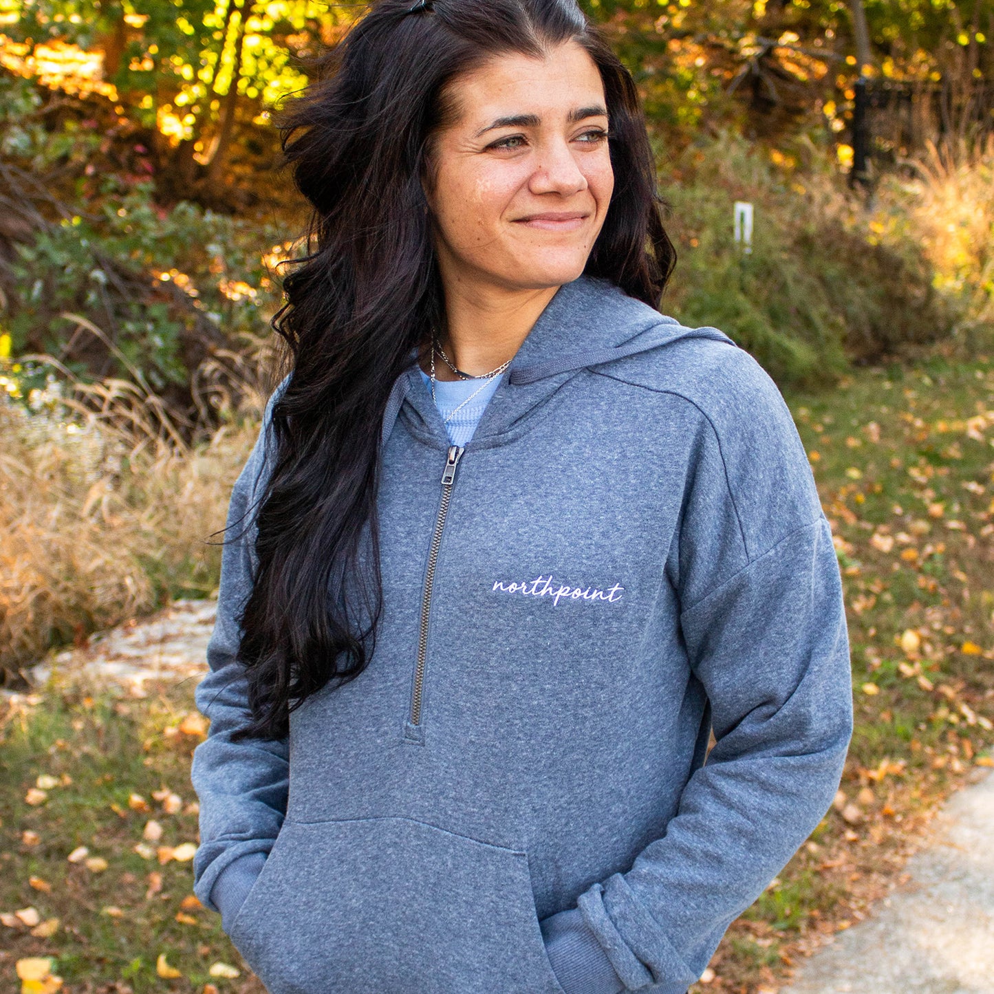 District Perfect Tri 1/2-Zip - Ladies Navy Frost