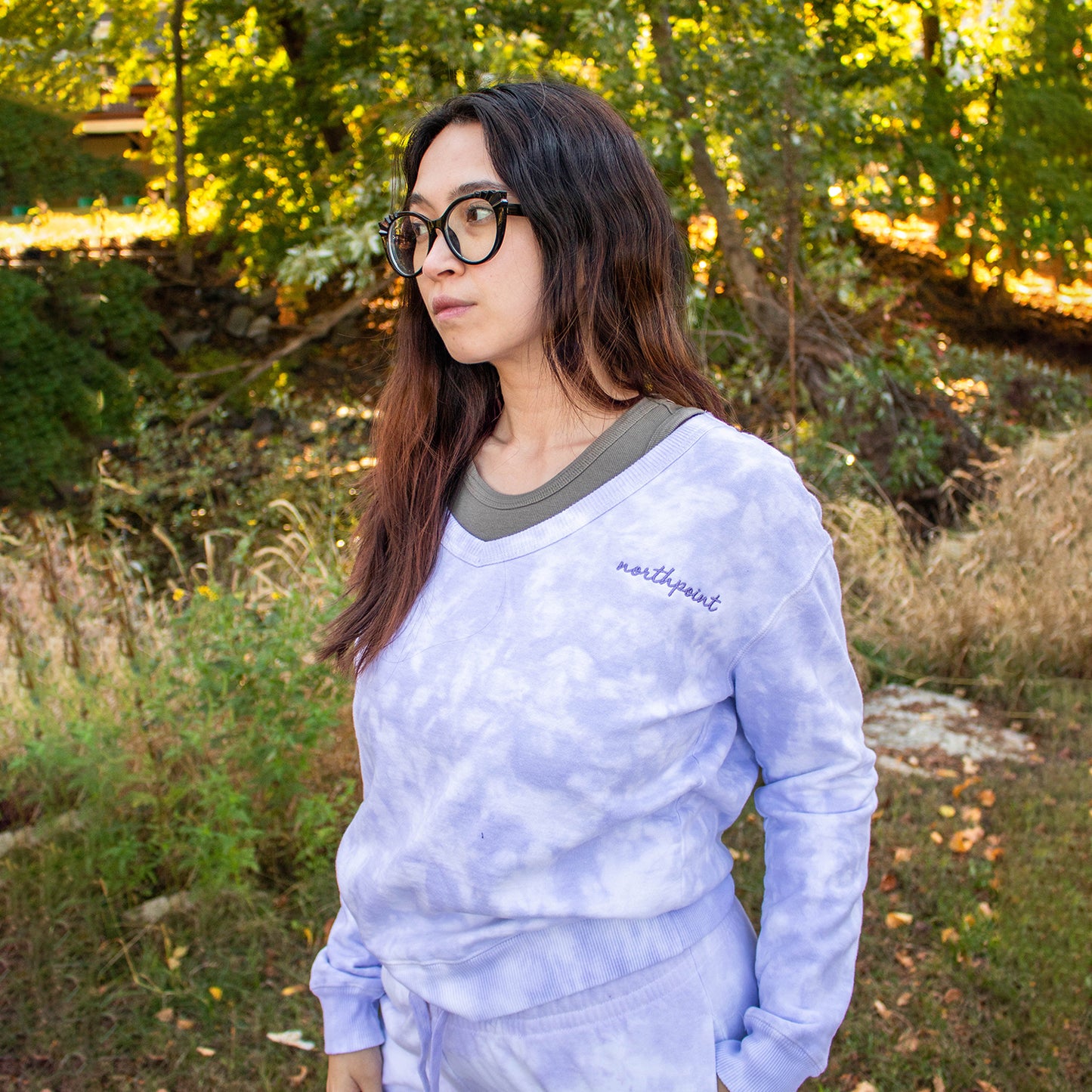 Beach Wash Cloud Tie-Dye V-Neck and Sweatpant Set