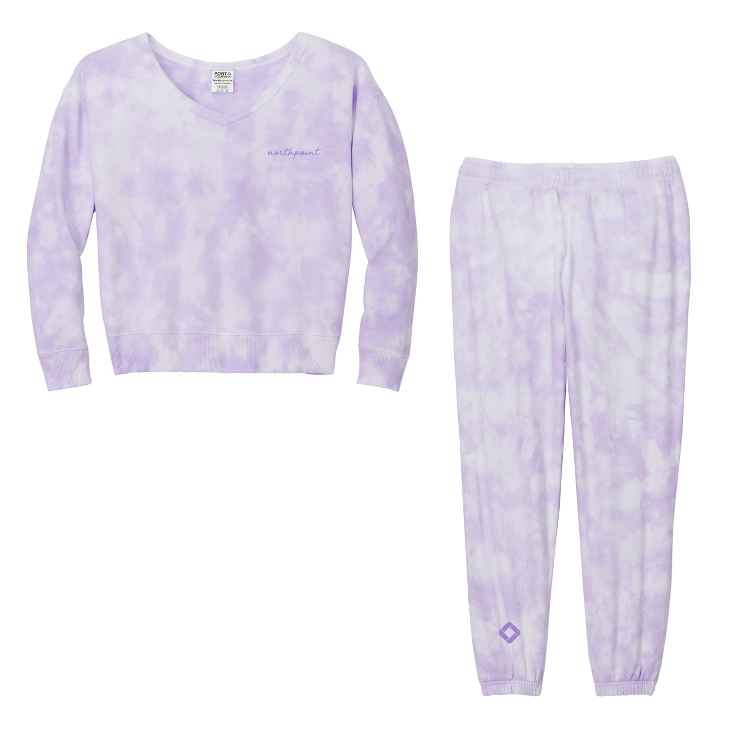 Beach Wash Cloud Tie-Dye V-Neck and Sweatpant Set