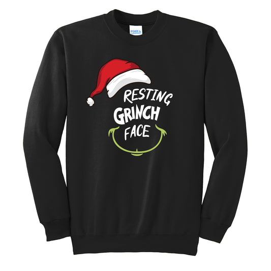 Resting Grinch Face Holiday Crewneck